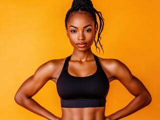 Young slim athletic woman on a gray background. Active lifestyle, weight loss, motivation.