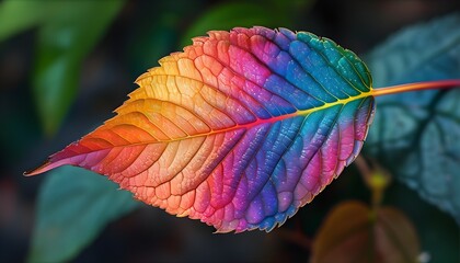 Iridescent Leaf with Unique Abstract Design in Vibrant Colors