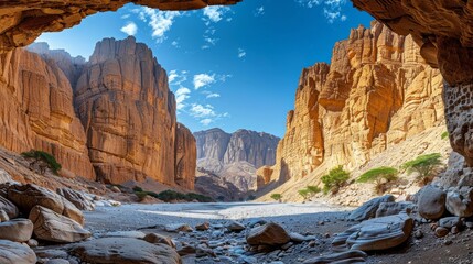 The beautiful Wadi Al-Disah in the Tabuk region is one of the most famous valleys in western Saudi Arabia. 