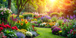 © janya - Vibrant flowers and lush greenery create a stunning and colorful garden scene , Beautiful, garden, flowers, vibrant