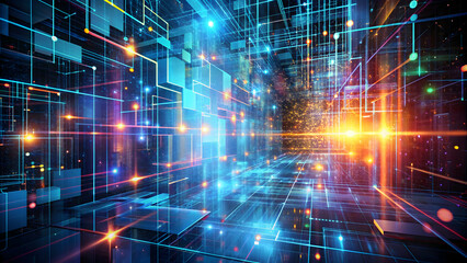 Abstract digital image displaying an algorithmic concept , technology, data, coding