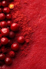 Wall Mural -  Two piles of powdered cranberries on a red surface