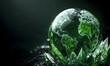 © Ilham - Crystal earth with renewable energy icon. Carbon emission low neutral