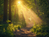 sun rays in the forest