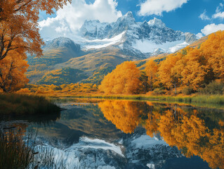 autumn landscape with lake