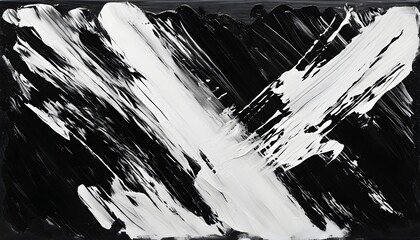 Canvas Print - Dynamic black and white oil texture with expressive brushstrokes on canvas