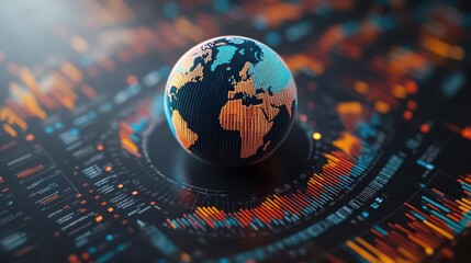 Wall Mural - world economy and financial market stability flat design, top view, global finance theme, 3d render,