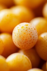 Wall Mural -  A tight shot of an arrangement of oranges, some with beads of water clinging to their summits