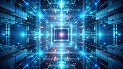 Futuristic fractal geometric background with digital technology theme, technology, fractal, geometric, background