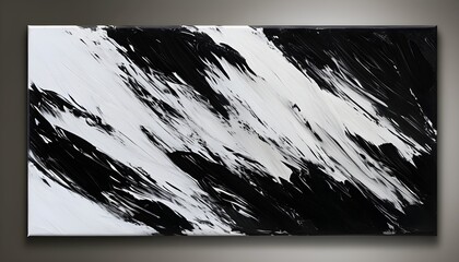 Canvas Print - Dynamic black and white oil texture with expressive brushstrokes on canvas