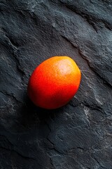 Wall Mural -  A tight shot of an orange atop a rough stone, cast in shadow by a human hand