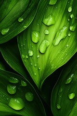 Sticker -  A tight shot of a verdant plant with water droplets gracing its leaves, foregrounded by lush foliage