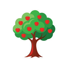 Vibrant apple tree color vector illustration perfect for botanical designs and nature-themed projects