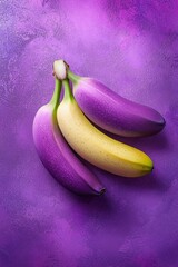 Poster -  Three bananas atop a purple surface, one bearing a white spot