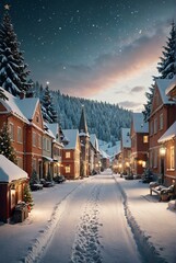 Wall Mural - christmas and new year background with fir branches and snowfall on wooden white board christmas bac