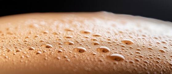 Wall Mural -  A tight shot of a foamy surface teeming with numerous water droplets atop it