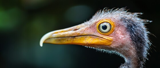 Wall Mural -  A close-up of an ostrich's head with a blurred background