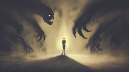 Wall Mural - halloween concept of human fear