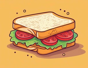 Sandwich Cartoon Vector Icon Illustration