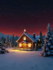 Wall Mural - christmas house in the forest