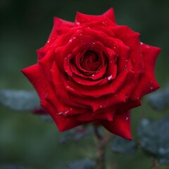 Wall Mural - red rose with water drops