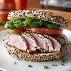 Poster - sandwich with ham and vegetables