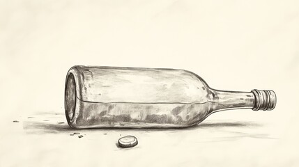 Wall Mural - A single bottle, shown in a drawing.