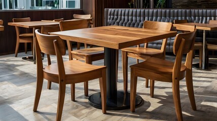 tables and chairs in a restaurant