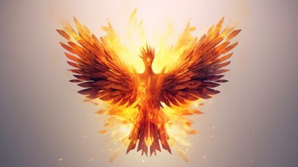 Canvas Print - Mythical Phoenix Bird in Flames