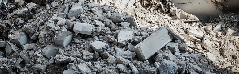 Wall Mural - A pile of broken concrete and rubble from a demolished building.