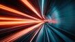 © JoxyAimages - This stunning image captures the interior of a tunnel illuminated by red and blue lights, creating an intense sense of speed and movement through vivid light streaks.