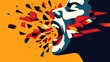 © indyntk - Creative representation of verbal abuse through distorted speech patterns and fragmented imagery, focusing on emotional turbulence in flat design style