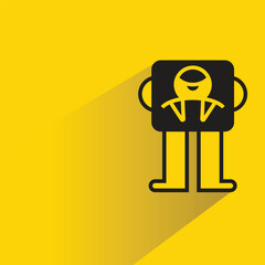 Sticker - monster icon with shadow on yellow background