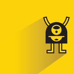 Canvas Print - monster icon with shadow on yellow background