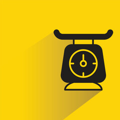 Sticker - kitchen scale icon with shadow on yellow background