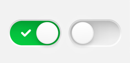Aufkleber - Interface toggle buttons set. On Off switch. 3d vector element idolated on white background