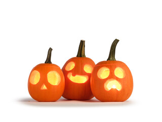 Wall Mural - halloween pumpkins isolated on white