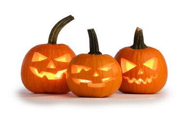 Poster - halloween pumpkins isolated on white