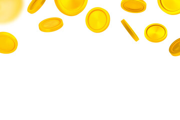 Aufkleber - Golden coins falling down. 3d vector banner with copy space
