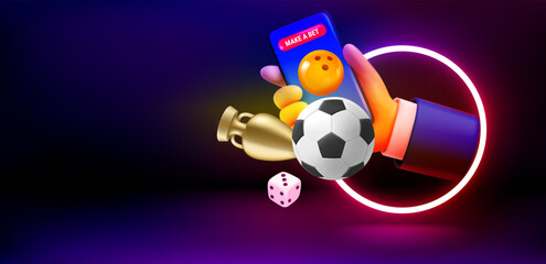 Poster - Sport betting concept. 3d vector banner with copy space