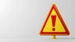 © horizon - A triangular yellow and red warning sign with an exclamation mark on a pure white background, offering a minimalist composition with high detail and soft shadows.