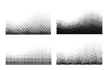 Wall Mural - set of dot patterns. halftone gradient backgrounds. wavy dotted textures. vector halftone illustrati