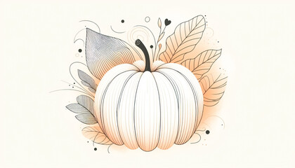 Wall Mural - Watercolor illustration with pumpkins in autumn. Halloween time