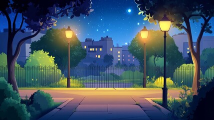 Sticker - A quiet night in the city park.