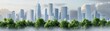 © Wasana - Environmental impact pollution concept. A stunning urban skyline surrounded by lush greenery.