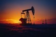 © VGX Ultra - Silhouette of Oil Pump Jack Against Vibrant Sunset Sky