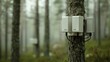 © Artinun - High-tech environmental monitoring system in forest. Advanced sensors and antennas camouflaged in nature. Collecting real-time data on wildlife activity and ecosystem health for conservation purposes.