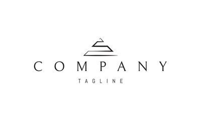 Wall Mural - vector logo with an abstract image of a mountain in a linear style.