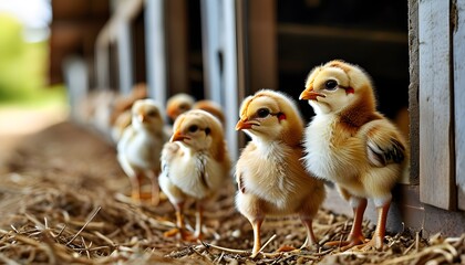 Charming Baby Chicken in a Contemporary Professional Farmhouse Setting of the Livestock Industry