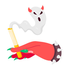 Wall Mural - A cartoon style sticker of evil smoking 